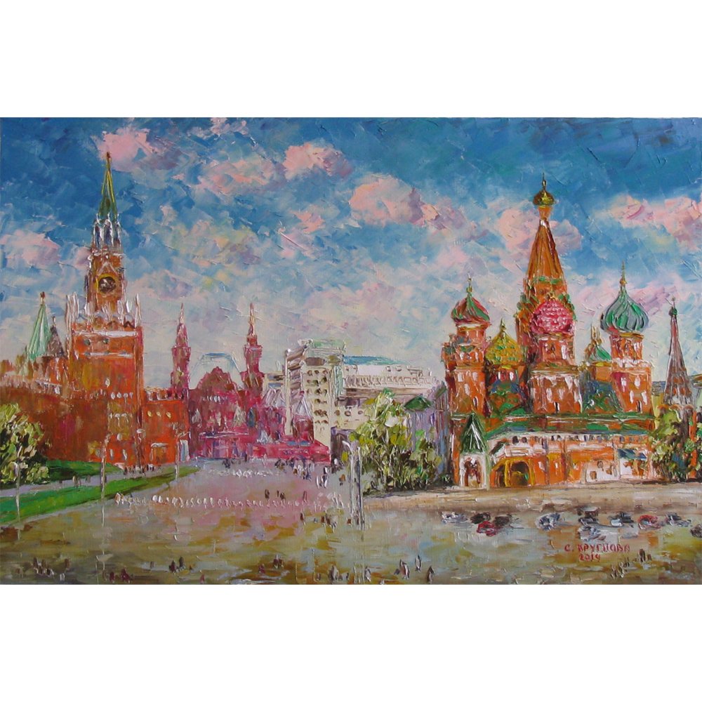 Москва красная площадь картины маслом