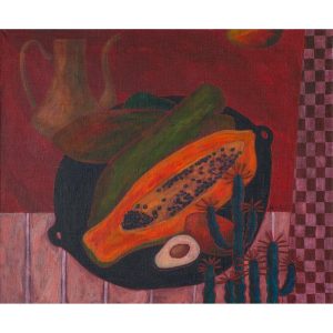 Натюрморт с папайей и кактусом