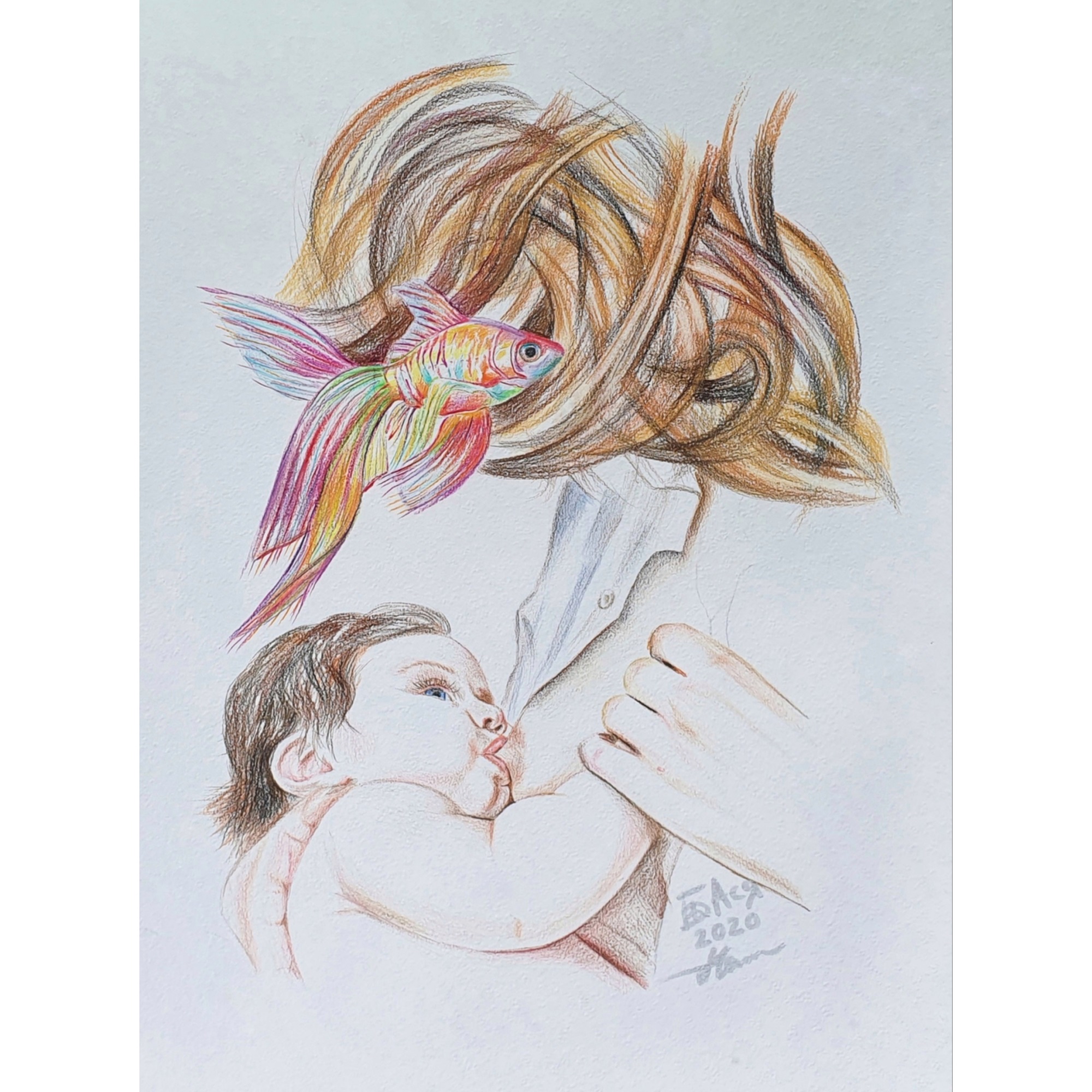 Мать и дитя картина арт карандашом
