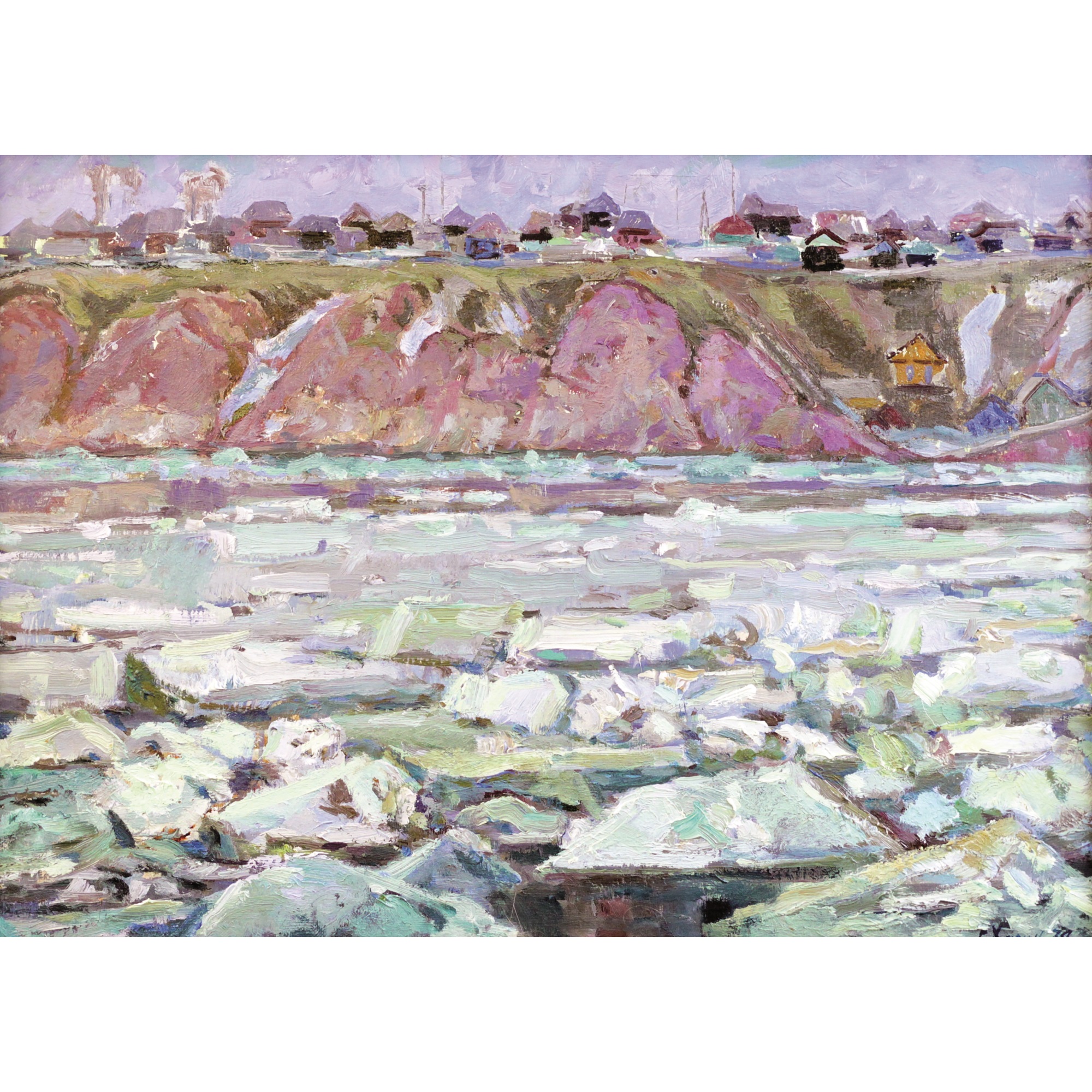 Картина ледоход на реке. Картина Тюлькина ледоход. Ги Гуркин картина ледоход. Ледоход Енисей картины.