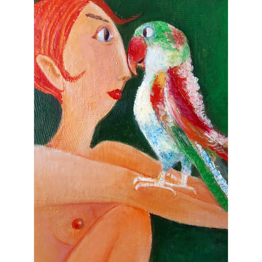 Girl and parrot