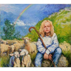 Пастушок у зелёной горы