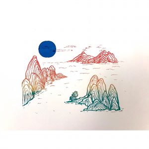 Серия «Порталы» цветное синие солнце