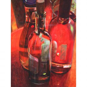 Стеклянные бутылки в красном свете