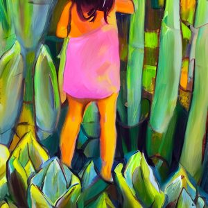 Девочка среди агав и кактусов