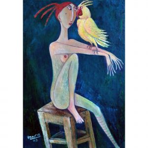 Girl and parrot