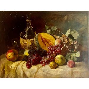 Натюрморт с фруктами и бутылкой вина