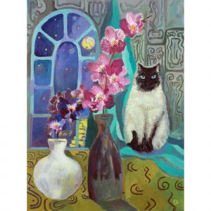 Этюд с котом и орхидеей