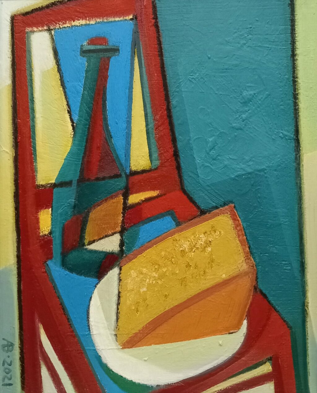 На красном стуле